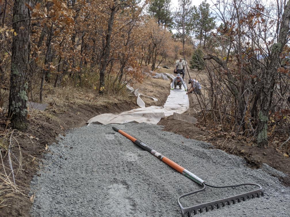 Trail being made with gravel